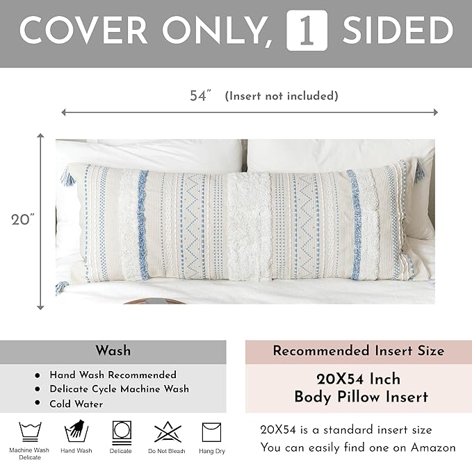 BlissBlush 20X54 Oversized Large Lumbar Pillow Cover - Image 2