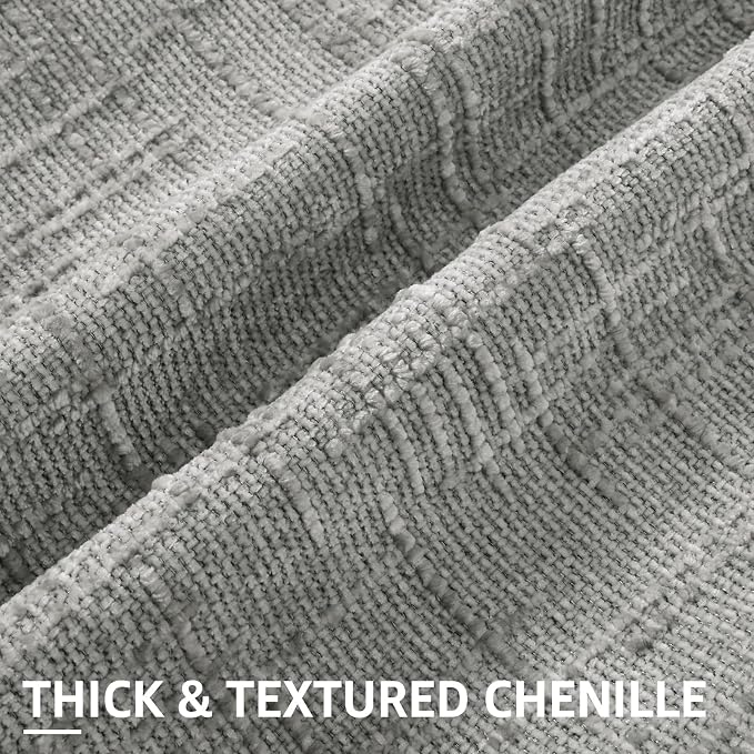 decorUhome Neutral Grey Chenille Euro Sham Throw Pillow Covers 24x24 Set of 2 - Image 2