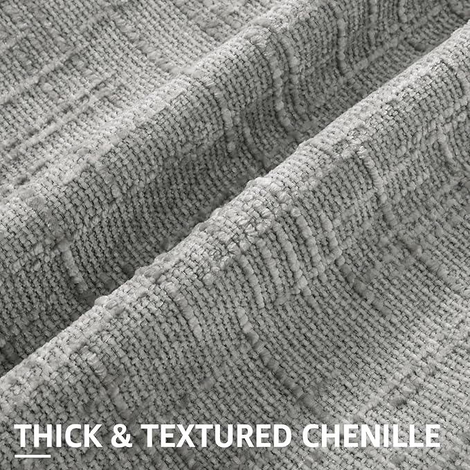 decorUhome Neutral Grey Chenille Euro Sham Throw Pillow Covers 26x26 Set of 2 - Image 2