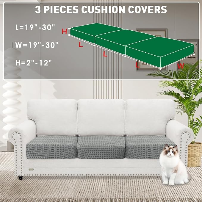 MAXIJIN Couch Cushion Covers for Sectional Sofa, Stretch Sofa Cushion Cover - Image 2