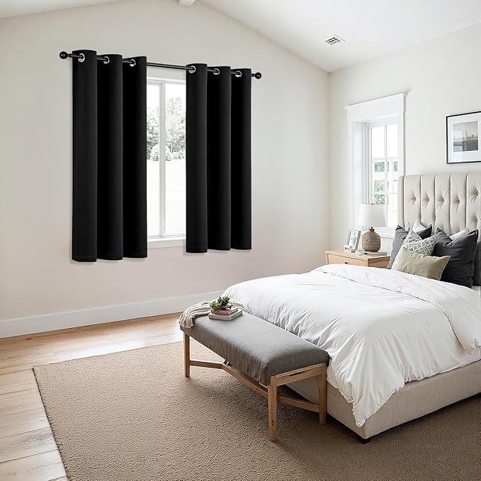 MIULEE Black Blackout Curtains for Bedroom Living Room 68 Inches Long 2 Panels - Image 6