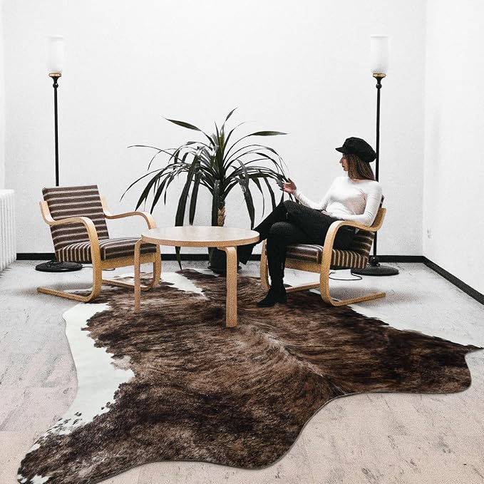 Easycozy Faux Cowhide Rug Large Cow Print 8 x 10 Feet Thickened Elastic Cowhide - Image 6