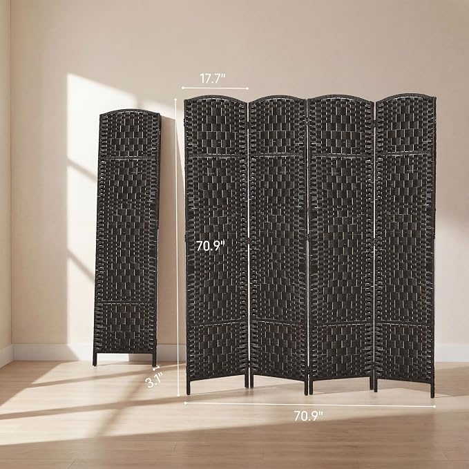 HOMCOM Room Divider 4 Panel, 6FT Tall Folding Privacy Screen, Freestanding - Image 7