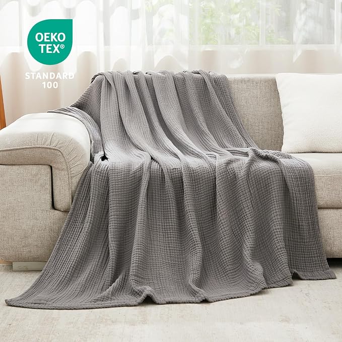 EMME Cotton Blanket Twin XL for Bed Soft Muslin Blankets 66"x90" Lightweight - Image 2