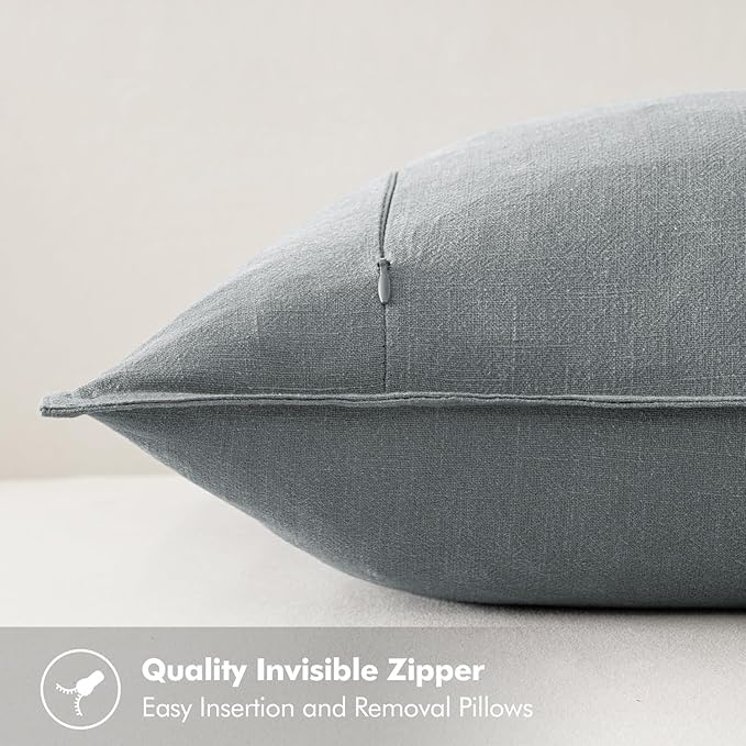 MIULEE Decorative Linen Pillow Covers 16x16 Inch Gray ​Boho Farmhouse​ ​Neutral - Image 3