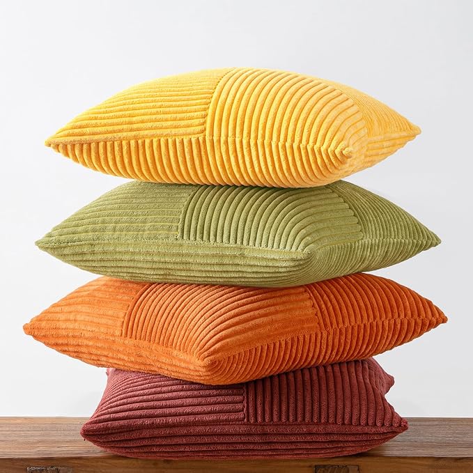 MIULEE Yellow Orange Rust Throw Pillow Covers 18x18 Inch 4 Packs Boho Farmhouse - Image 8