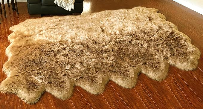 LAMBZY Faux Sheepskin Hypoallergenic Free Shape Silky Shag Rug, Luxury Shaggy by LAMBZYRUGS