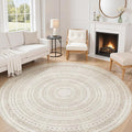 cotiled 8x8 Round Area Rug Living Room: Washable Boho Rugs by COTILED