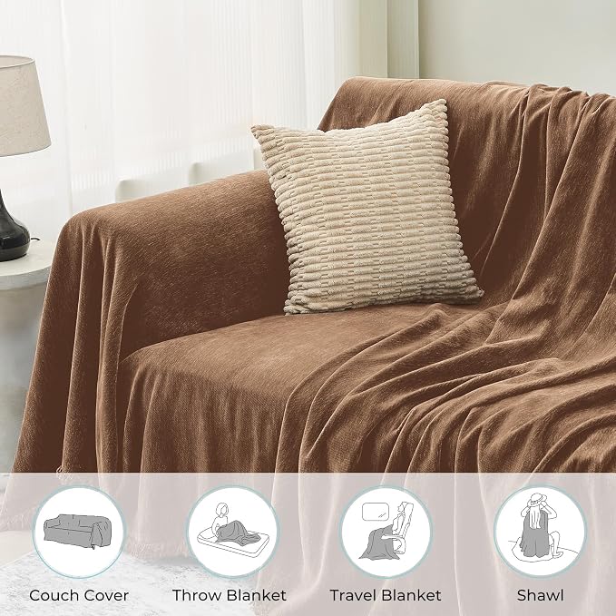 CAPALOCA Sectional Couch Covers, 2 Pieces Chenille Sofa Cover L Shaped Couch - Image 4