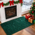 Merelax Fluffy Shaggy Small Area Rug, Deep Green 2x4 Runner Rugs by Merelax