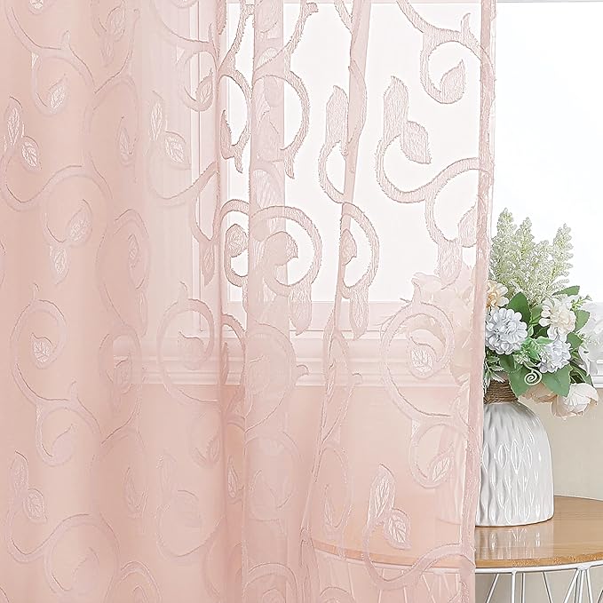 OWENIE Furman Cafe Curtains 30 Inch Length 2 Panels Set, Elegant Geometric - Image 6