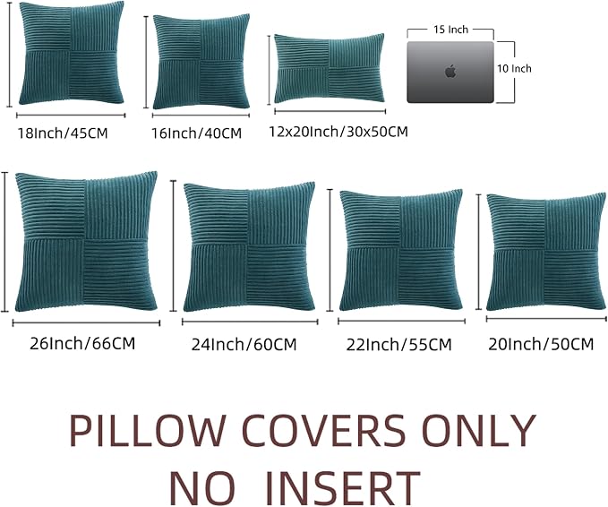 Fancy Homi 2 Packs Teal Euro Decorative Throw Pillow Covers 26x26 Inch - Image 8