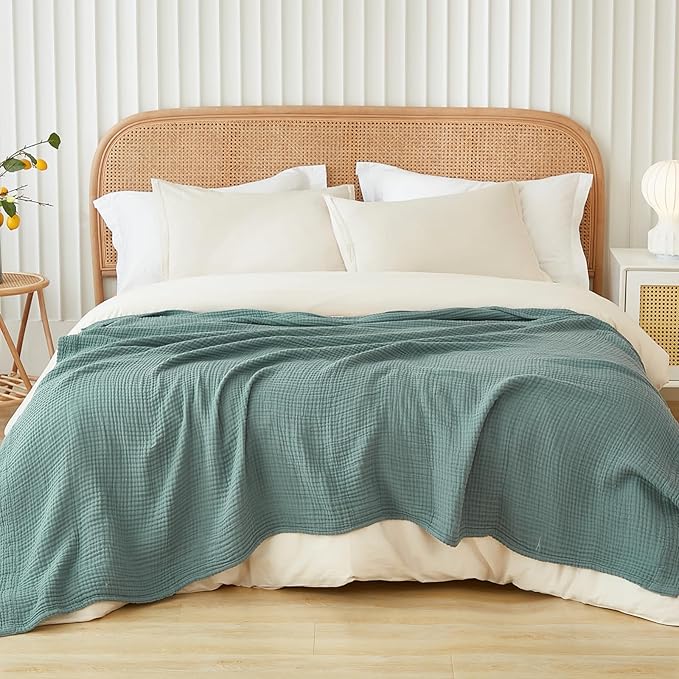 EMME Cotton Muslin King Blanket Big Oversized Bed Layering Bedspread Coverlet by EMME