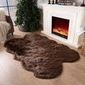 Fluffy Faux Fur Rug Coffee Sheepskin Area Rug, 4x6 Ft Ultra Soft Shaggy Plush by CKLZSAY