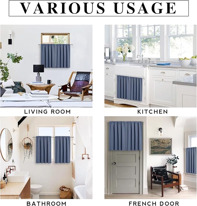 RYB HOME Blackout Privacy Bathroom Window Curtains, Short Thermal Insulated - Image 6