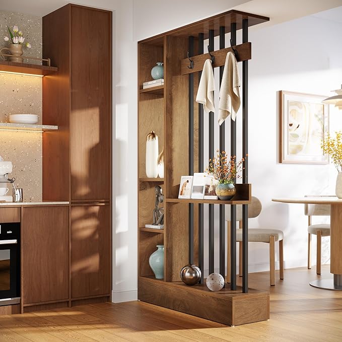 Tribesigns Wall Room Divider, Wood Freestanding Room Divider Bookcase - Image 3