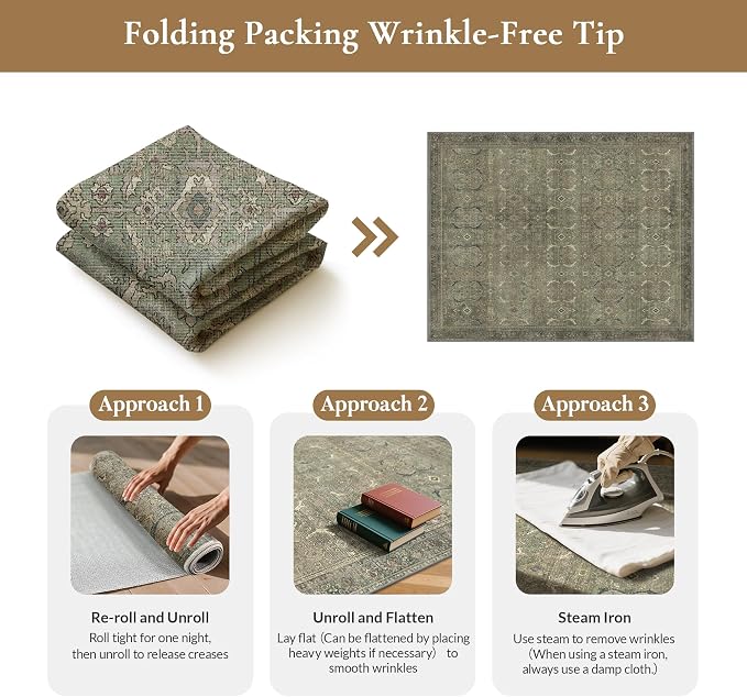 GENIMO 8x10 Area Rugs for Living Room, Machine Washable Non Slip Vintage Rugs - Image 9