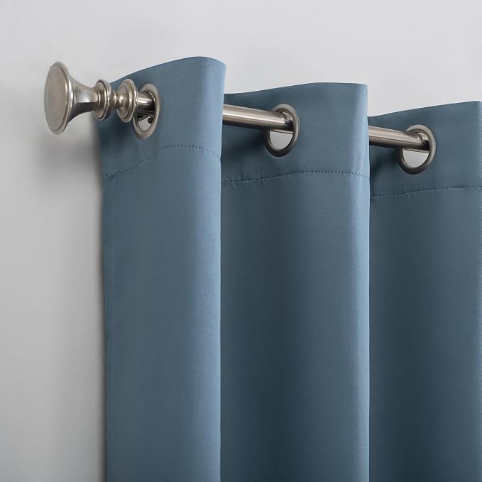 Sun Zero Easton Energy Saving Blackout Grommet Curtain Panel, Denim Blue - Image 2