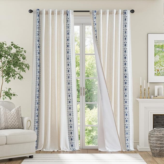 jinchan Weslie Boho Lined Linen Curtains - Image 3