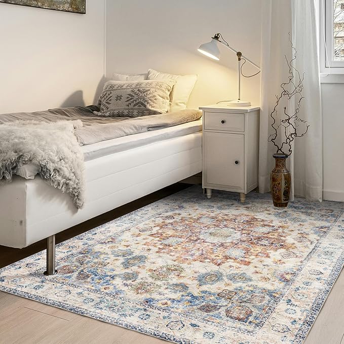 Area Rug 6×9, Large Vintage Boho Rug, Ultra-Soft Low Pile, Non Slip, Stain - Image 7