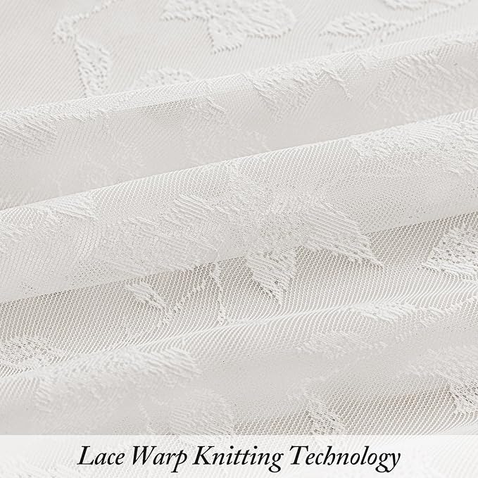 Rinwoc White Lace Semi-Sheer Valance Curtains – Privacy Light Filtering Rod - Image 7