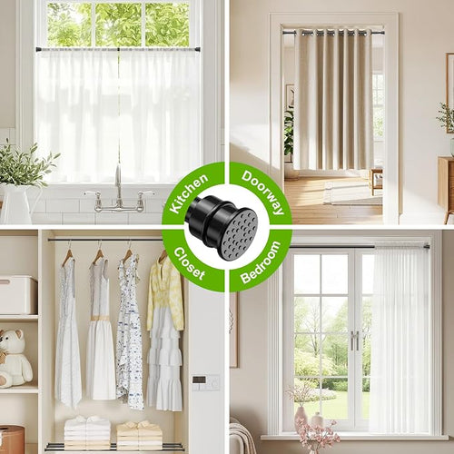 2 Pack Spring Tension Rods 28-48 Inches No Drill Tension Curtain Rods Black - Image 2