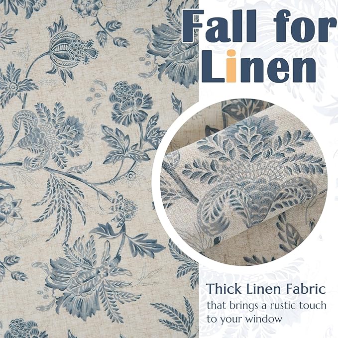 jinchan Linen Floral Tie up Shade Valance Curtains - Image 5