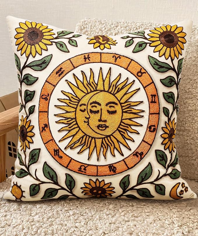 Embroidered Throw Pillow Cover 20x20 Inch by Kokaaee