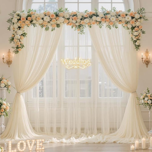 20ft x 12ft Champagne Tulle Backdrop Curtain - Image 2