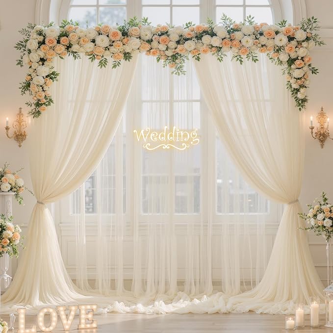 10ft x 15ft Champagne Tulle Backdrop Curtain - Image 2