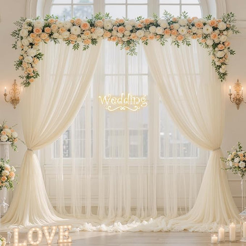 10ft x 15ft Champagne Tulle Backdrop Curtain - Image 2