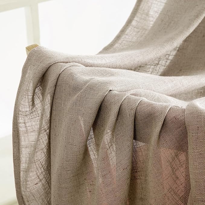 MIULEE Taupe Grey Linen Curtains 96 Inches Long 2 Panels - Image 6