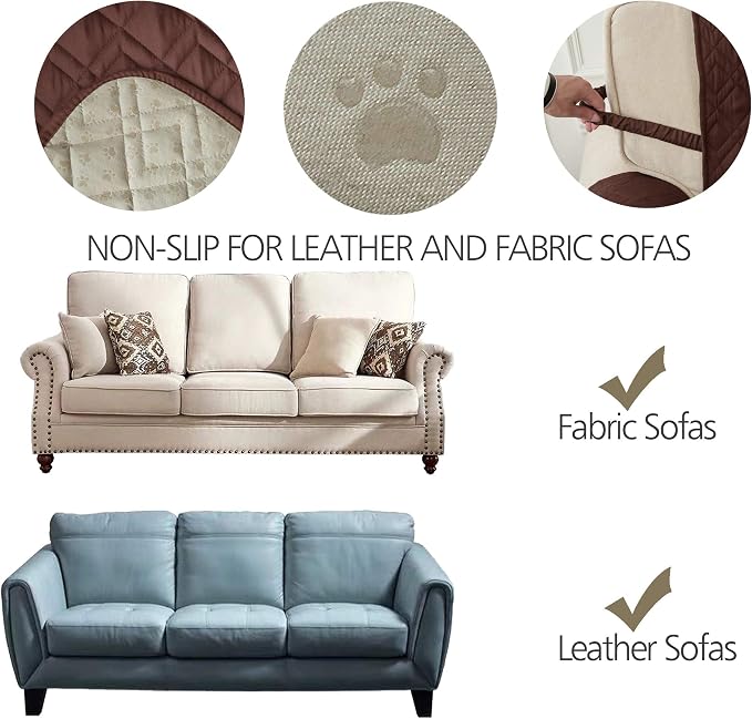 Ameritex Couch Sofa Slipcover 100% Waterproof Nonslip Quilted Furniture - Image 8