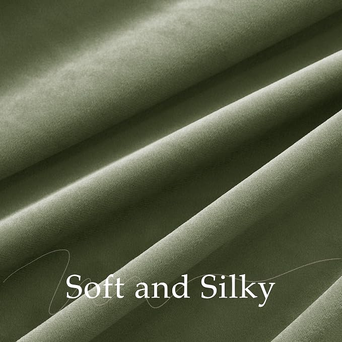 NICETOWN Sage Green Velvet Blackout Curtains 84 inch Long - Image 6