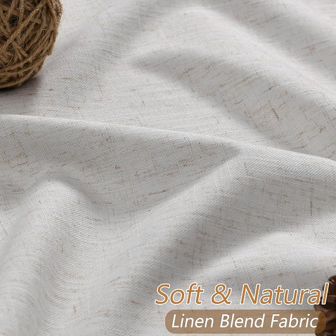 Guken Natural Linen 100% Blackout Curtains 96 Inches Long Floor to Ceiling - Image 3
