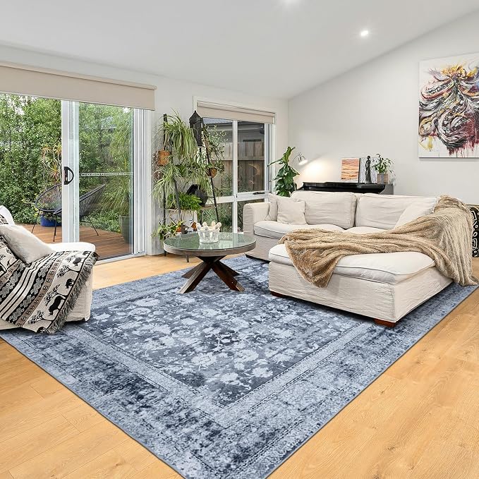 Area Rug 6×9, Large Vintage Boho Rug, Ultra-Soft Low Pile, Non Slip, Stain - Image 6