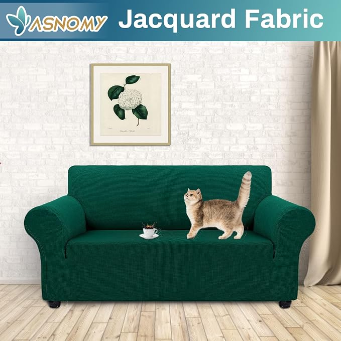 Asnomy Sofa Covers for 2 Cushion Couch Stretch loveseat Covers Slipcovers - Image 2
