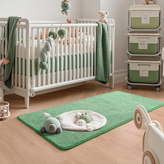 Keeko 2x4 Green Runner Rug, Indoor Bedroom Hallway Entryway Small Area Rugs Non - Image 4