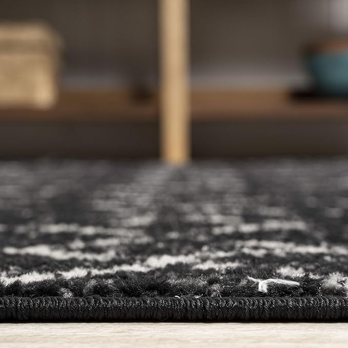 JONATHAN Y Boho Vintage Diamond Black/Ivory Square Area Rug 6X6 ft, Moroccan - Image 6