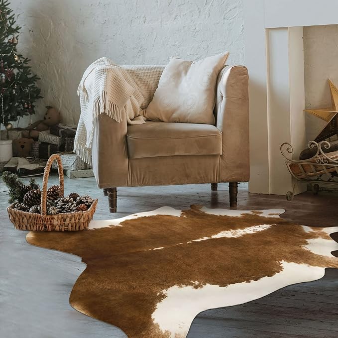 BENRON Small Cowhide Rug, Faux Cow Hide Rugs - Image 5