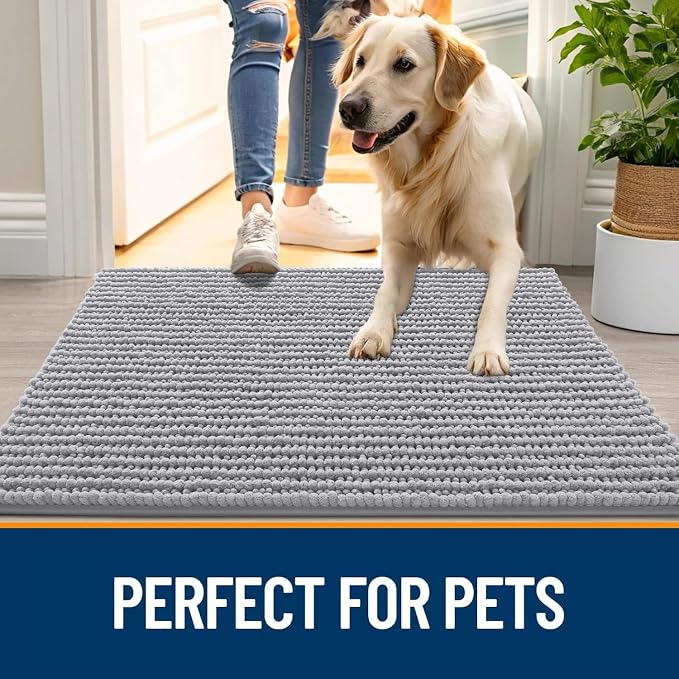 OLANLY Dog Door Mat for Muddy Paws 47x17, Ultra Absorbent Chenille Mud Doormat - Image 6
