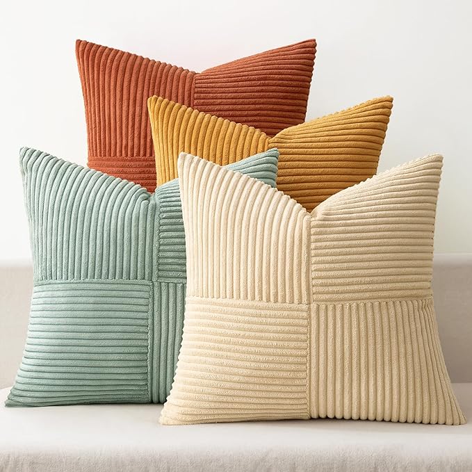 MIULEE Teal-Orange Decorative Throw Pillow Covers 16x16 Inch Set of 4 Boho by MIULEE