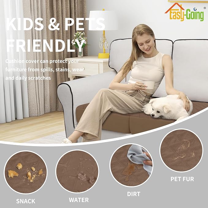 Easy-Going Waterproof Loveseat Cushion Covers, Non-Slip Leakproof Sofa Seat - Image 5