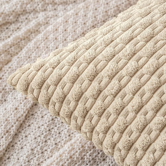 MIULEE Pack of 2 Decorative Throw Pillow Covers 20x20 Inch Soft Boho Striped - Image 2