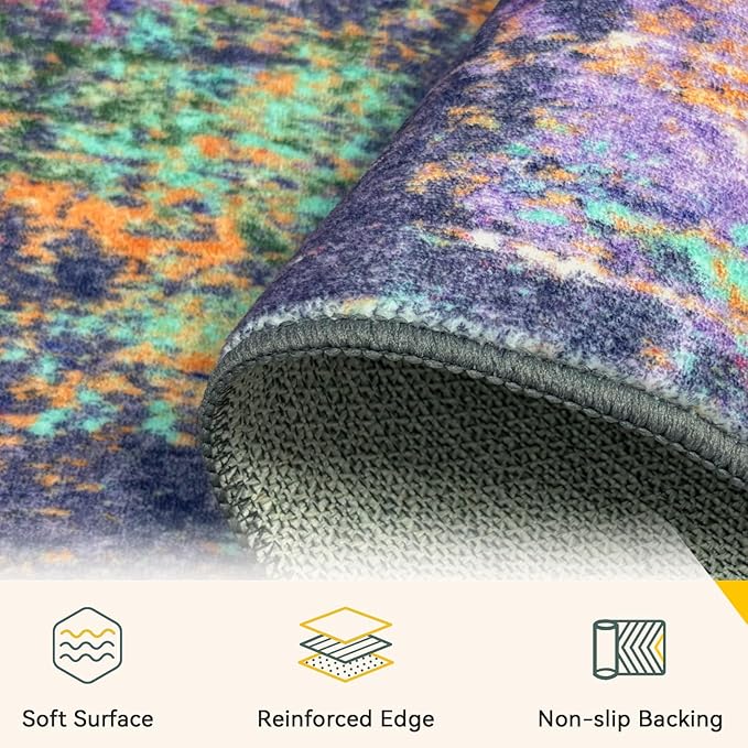 Washable Area Rugs 2'x3' Non-Slip Modern Abstract Soft - Image 3