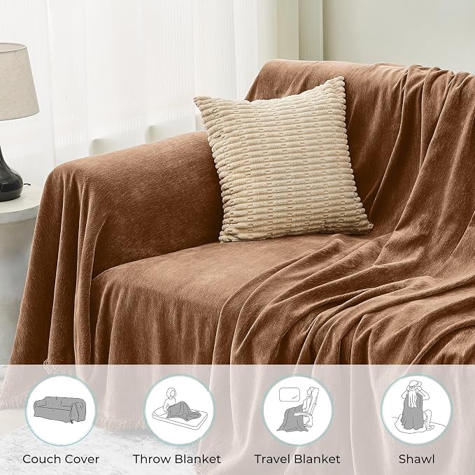 CAPALOCA Sectional Couch Covers, 2 Pieces Chenille Sofa Cover L Shaped Couch - Image 4