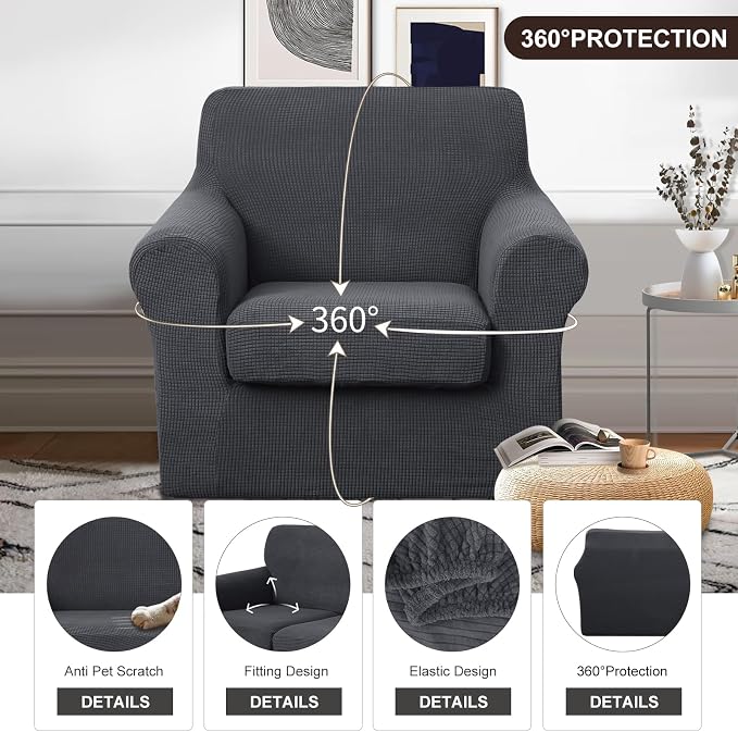 U-NICE HOME 2 Pieces Chair Covers Stretch Couch Cover Sofa Cover Washable Chair - Image 4