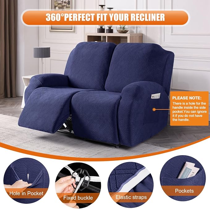 VANSOFY Recliner Cover, 2-Pieces Stretch Reclining Couch Cover - Image 6