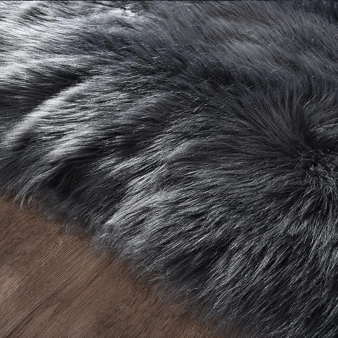 Latepis Dark Grey Small Bedroom Rugs 2x3 Washable Rugs Soft Shaggy Fuzzy Faux - Image 6