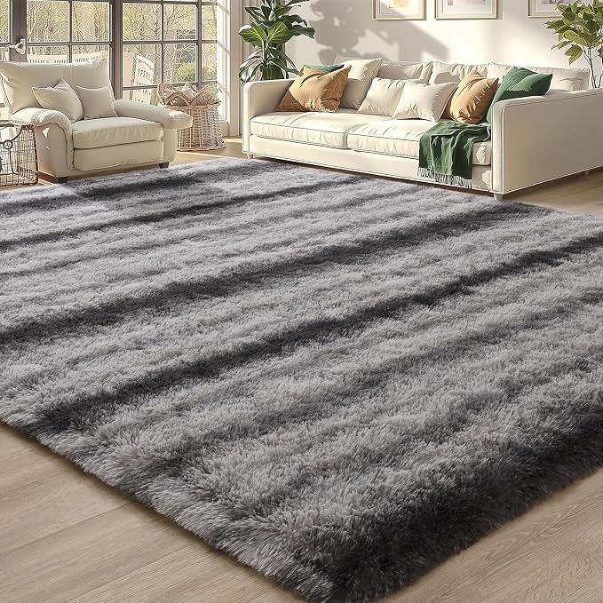 Meralax Grey Rugs for Living Room Bedroom, 5x8 Large Soft Fluffy Shaggy Gray by Merelax